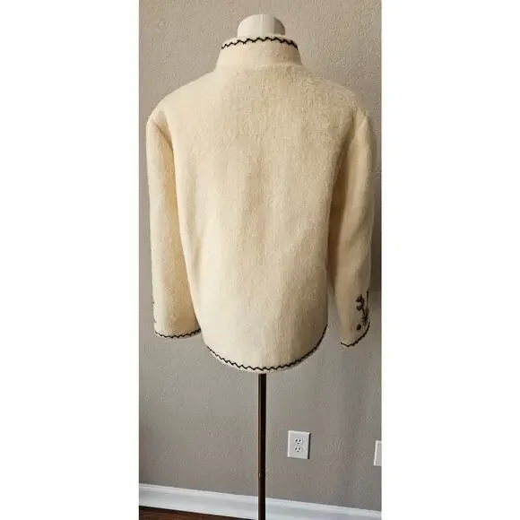 Handmade‎ Greek Vintage Wool Floral Embroidered Exquisite Cardigan Sweater Small - Picture 2 of 12